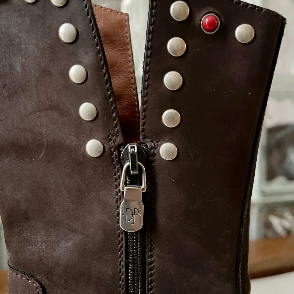 Donald J Pliner Western Couture Collection Noel Brown Boots 6.5 - Picture 4 of 10